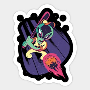 Baseball Lover Alien Batter Sticker